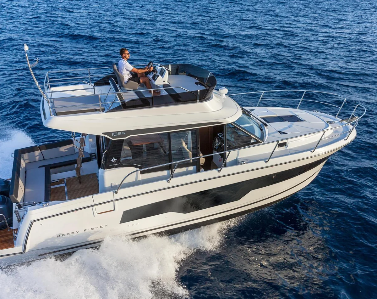 Placeholder for a powerboat underway at sunset; recommended size 1200 by 760 pixels
